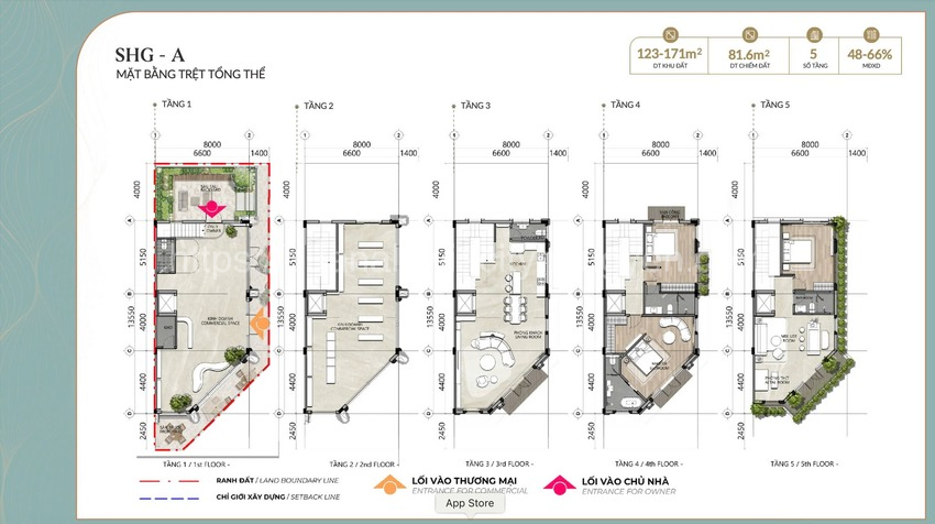 Thiết kế shophouse Alluvia City hiện đại, mặt tiền rộng 6–8m